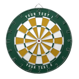 Green & Gold & White   Wide-Spaced Sports Font Dart Board