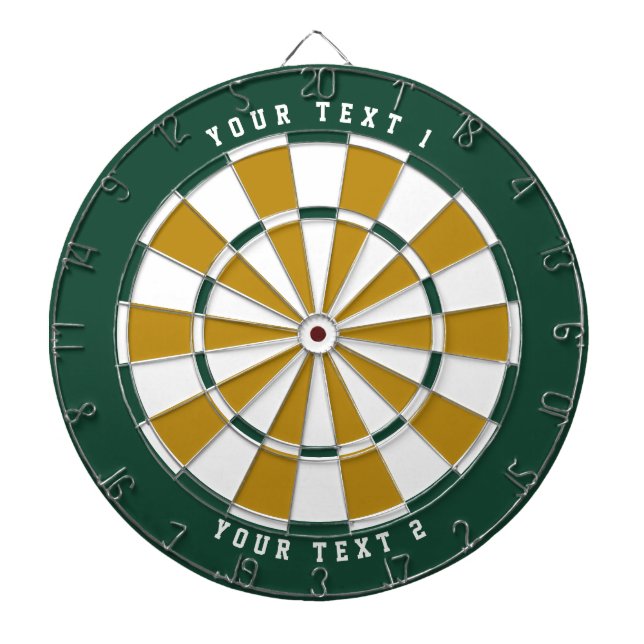 Green & Gold & White | Wide-Spaced Sports Font Dart Board (Front)