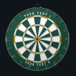 Green & Gold | Wide-Spaced Sports Font Dart Board<br><div class="desc">Two-toned dartboard in burnt orange and white with two lines of your personalized text.
Need help with the design (e.g. different colors)? Email help@karenchaudesigns.com</div>