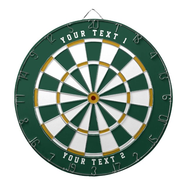Green & Gold | Wide-Spaced Sports Font Dart Board (Front)
