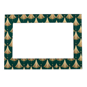GREEN & GOLD WINTER HOLIDAY CHRISTMAS TREES MAGNETIC FRAME