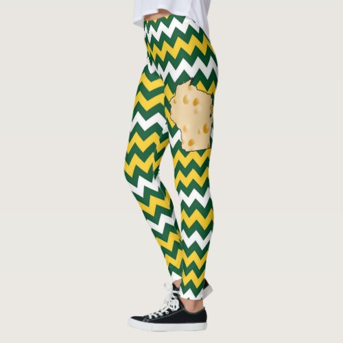 Green gold Wisconsin Football Colors Cheesehead Leggings