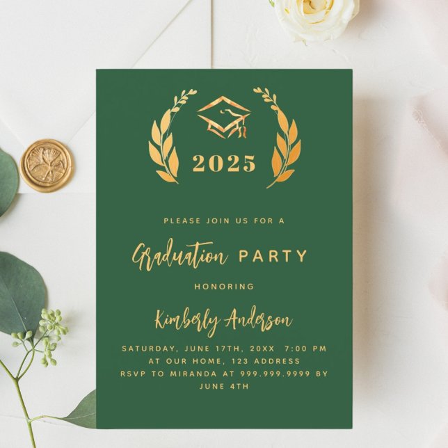Green gold wreath 2026 Graduation Party invitation (Creator Uploaded)
