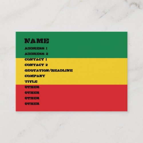 Green Gold Yellow and Red Colors Flag Business Card