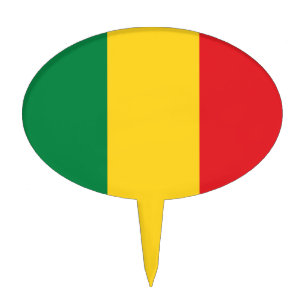 Green, Gold (Yellow) and Red Colors Flag Cake Topper