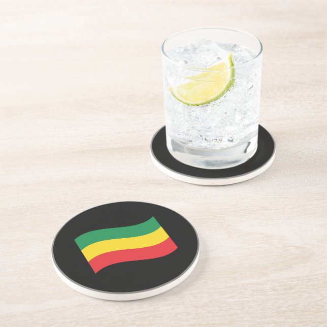 Green, Gold (Yellow) and Red Colors Flag Drink Coaster (Side)