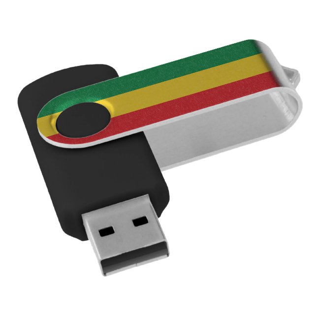 Green, Gold (Yellow) and Red Colors Flag Flash Drive (Angled)