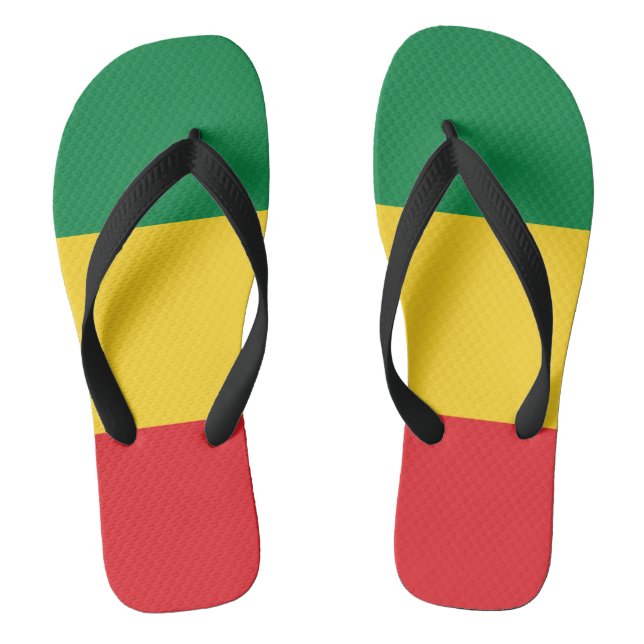 Green, Gold (Yellow) and Red Colors Flag Flip Flops (Footbed)
