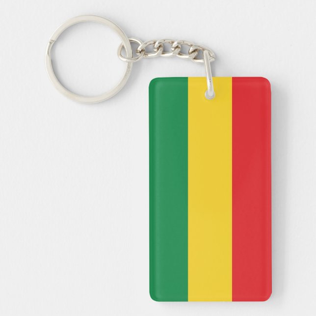 Green, Gold (Yellow) and Red Colors Flag Keychain (Front)