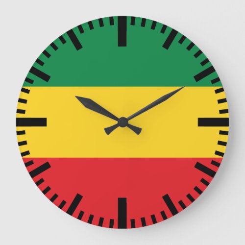 Green Gold Yellow and Red Colors Flag Large Clock