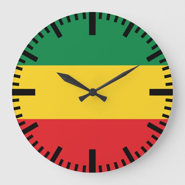 Green, Gold (Yellow) and Red Colors Flag Large Clock (Front)