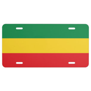 Green, Gold (Yellow) and Red Colors Flag License Plate