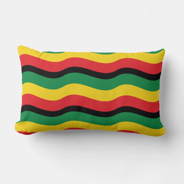 Green, Gold (Yellow) and Red Colors Flag Lumbar Pillow (Front)