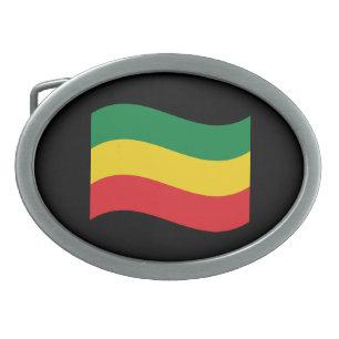 Green, Gold (Yellow) and Red Colors Flag Oval Belt Buckle