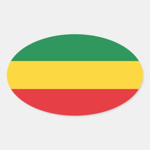 Green Gold Yellow and Red Colors Flag Oval Sticker