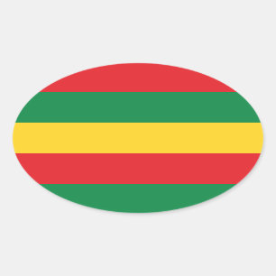 Green, Gold (Yellow) and Red Colors Flag Oval Sticker