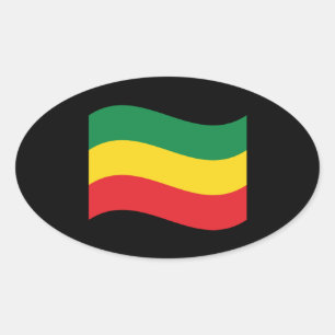 Green, Gold (Yellow) and Red Colors Flag Oval Sticker