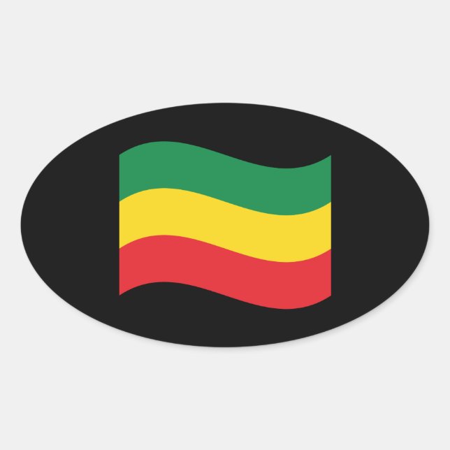 Green, Gold (Yellow) and Red Colors Flag Oval Sticker (Front)