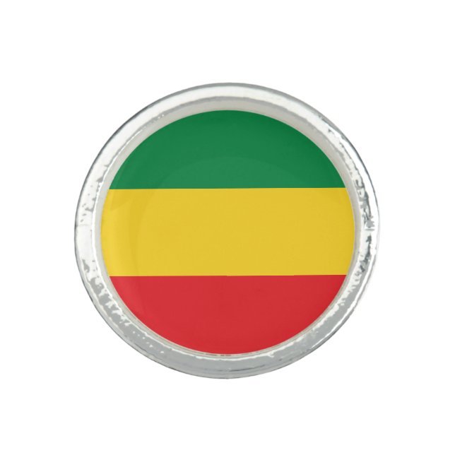 Green, Gold (Yellow) and Red Colors Flag Ring (Front)
