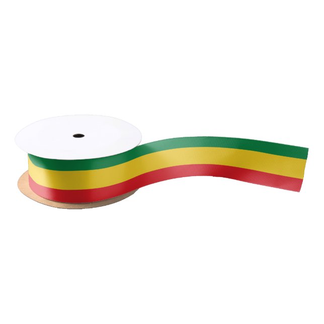 Green, Gold (Yellow) and Red Colors Flag Satin Ribbon (Spool)