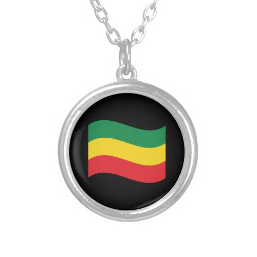 Green Gold Yellow and Red Colors Flag Silver Plated Necklace