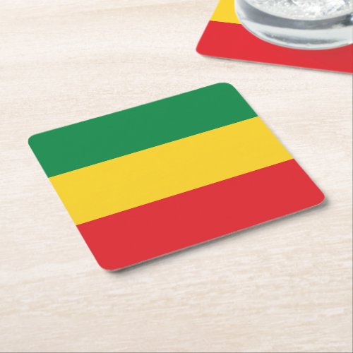 Green Gold Yellow and Red Colors Flag Square Paper Coaster