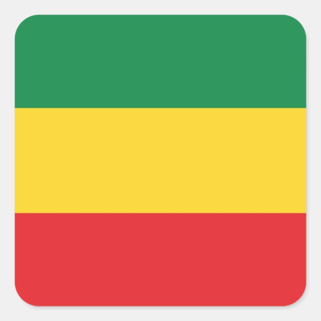 Green, Gold (Yellow) and Red Colors Flag Square Sticker (Front)