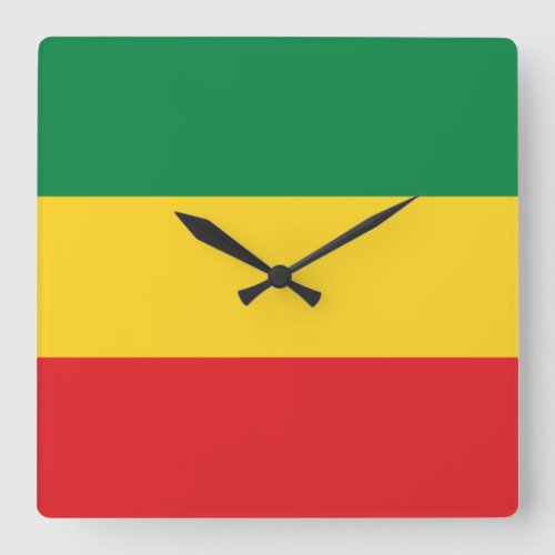 Green Gold Yellow and Red Colors Flag Square Wall Clock