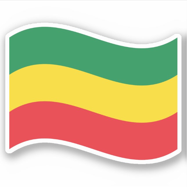 Green, Gold (Yellow) and Red Colors Flag Sticker (Front)