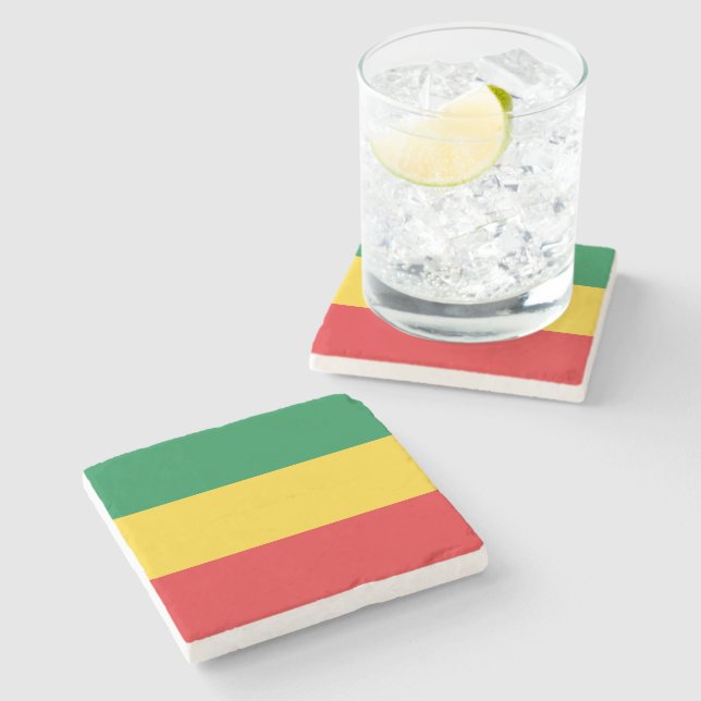 Green, Gold (Yellow) and Red Colors Flag Stone Coaster (Side)
