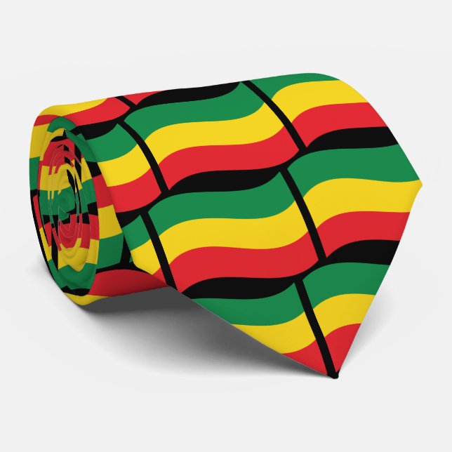 Green, Gold (Yellow) and Red Colors Flag Tie (Rolled)