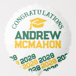 Green & Gold Yellow Graduation Centerpiece Balloon