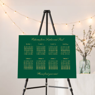 Green Golden Beige 8 Table Seating Chart Foam Board