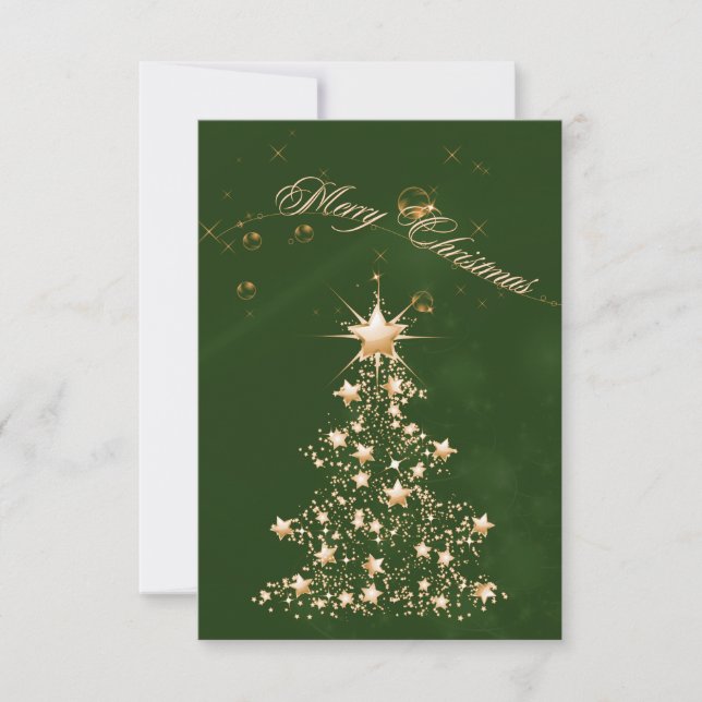 Green Golden Christmas Invitation (Front)