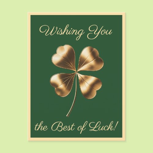 Green Golden Four-leaf Clover Good Luck Postcard