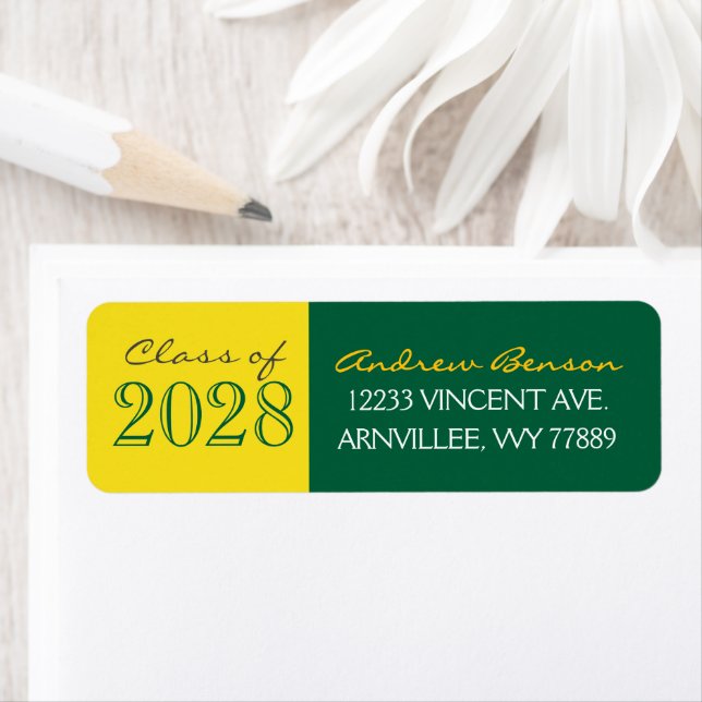 Green & Golden Graduation Return Address Labels (Insitu)