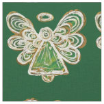 Green Golden Guardian Angel Art Fabric Material
