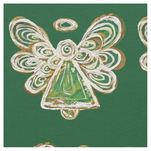 Green Golden Guardian Angel Art Fabric Material