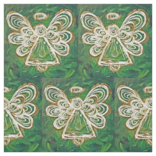 Green Golden Guardian Angel Art Fabric Material
