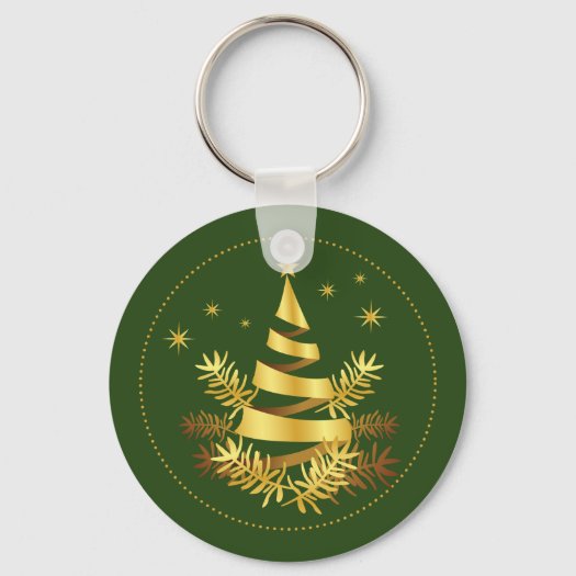 Green Golden Leaves Stars Christmas Tree