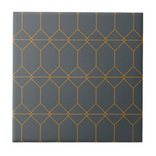 Green, golden, simple, retro, elegant illustration ceramic tile