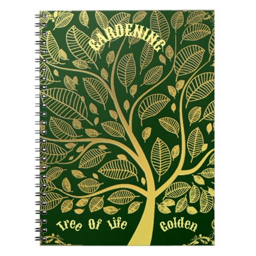 Green Golden Tree Of Life Gardening Greenery Notebook