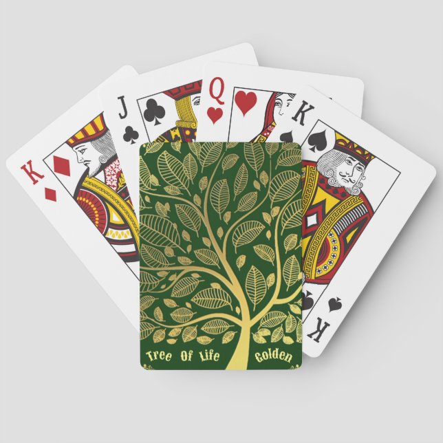 Green Golden Tree Of Life Greenery Foliage Spring  Poker Cards (Back)