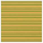 [ Thumbnail: Green & Goldenrod Lined Pattern Fabric ]