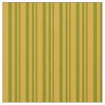 [ Thumbnail: Green & Goldenrod Lines/Stripes Pattern Fabric ]