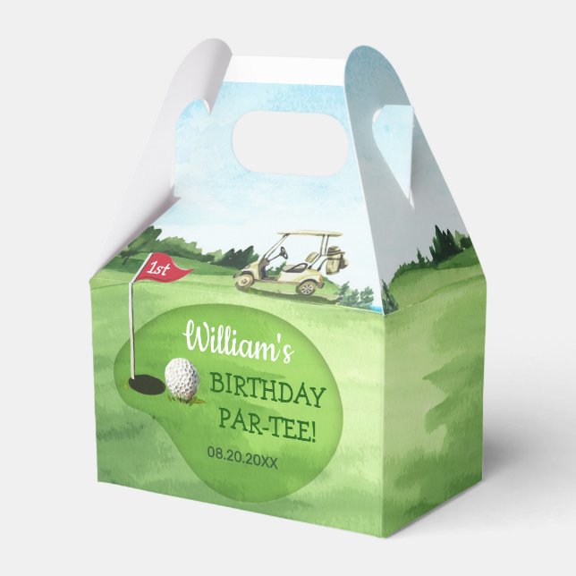 Green Golf 1st Birthday Par-tee Favor Boxes (Front Side)