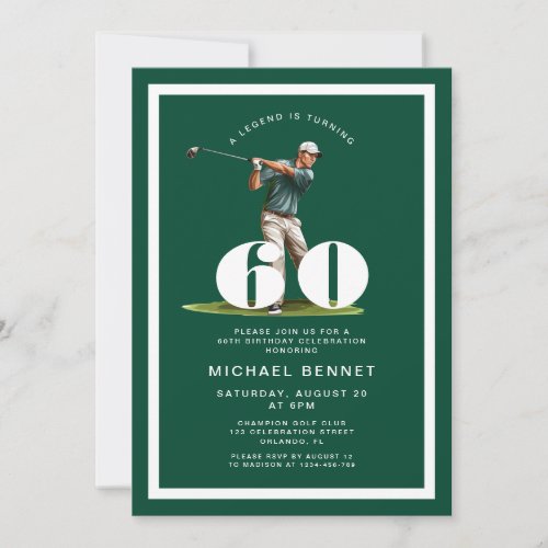 Green Golf 60th Birthday Invitation