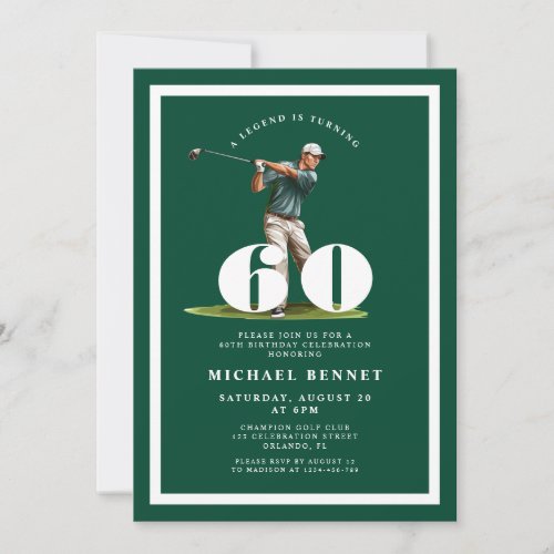 Green Golf 60th Birthday Invitation