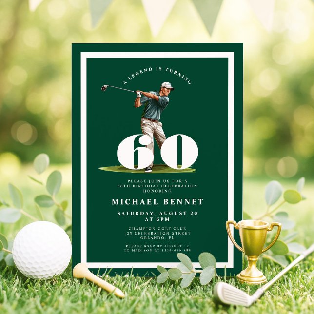 Green Golf 60th Birthday Invitation (Green Golf 60th Birthday Invitation)
