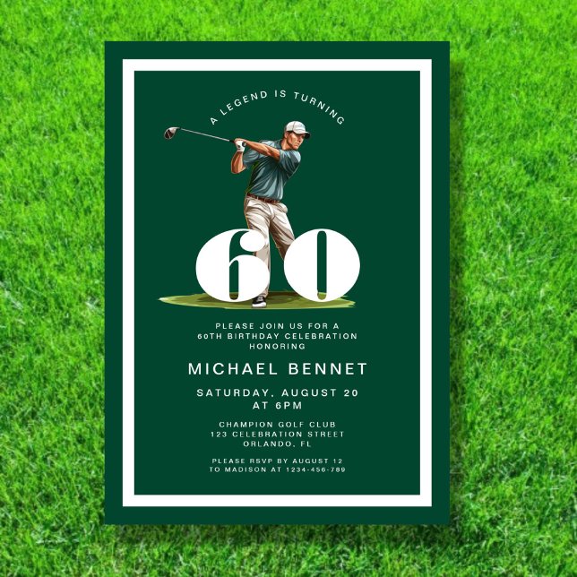 Green Golf 60th Birthday Invitation (Green Golf 60th Birthday Invitation)